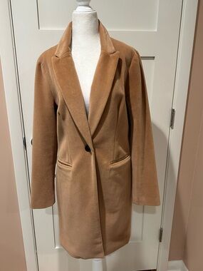 Skies Are Blue size S camel velvet Chesterfield style coat.